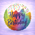 Iridescent Birthday Frosted Confetti Mylar Balloon 18"
