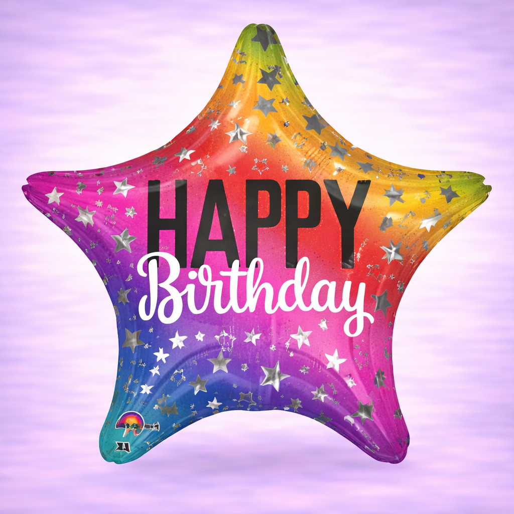 Rainbow Birthday Star Mylar Balloon 19"