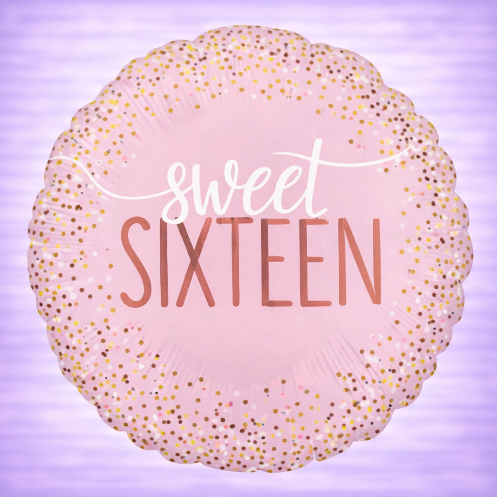 Sixteen Blush Mylar Balloon 17"