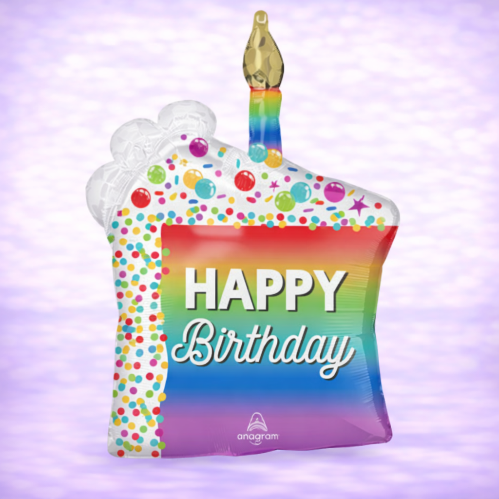 Rainbow Slice Birthday Mylar Balloon 28"