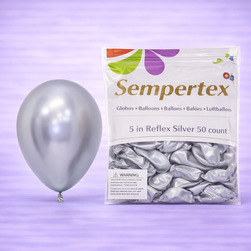 5" Reflex Silver Latex Balloons 50ct