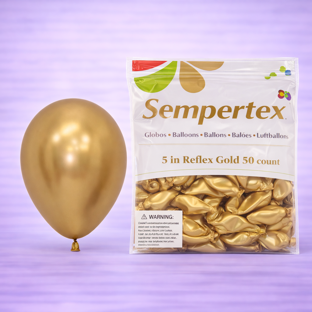 5" Reflex Gold Latex Balloons 50ct