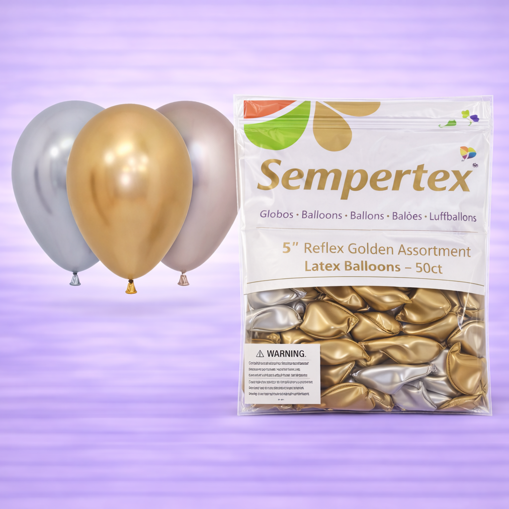 5" Reflex Golden Assortment Latex Balloons 50ct