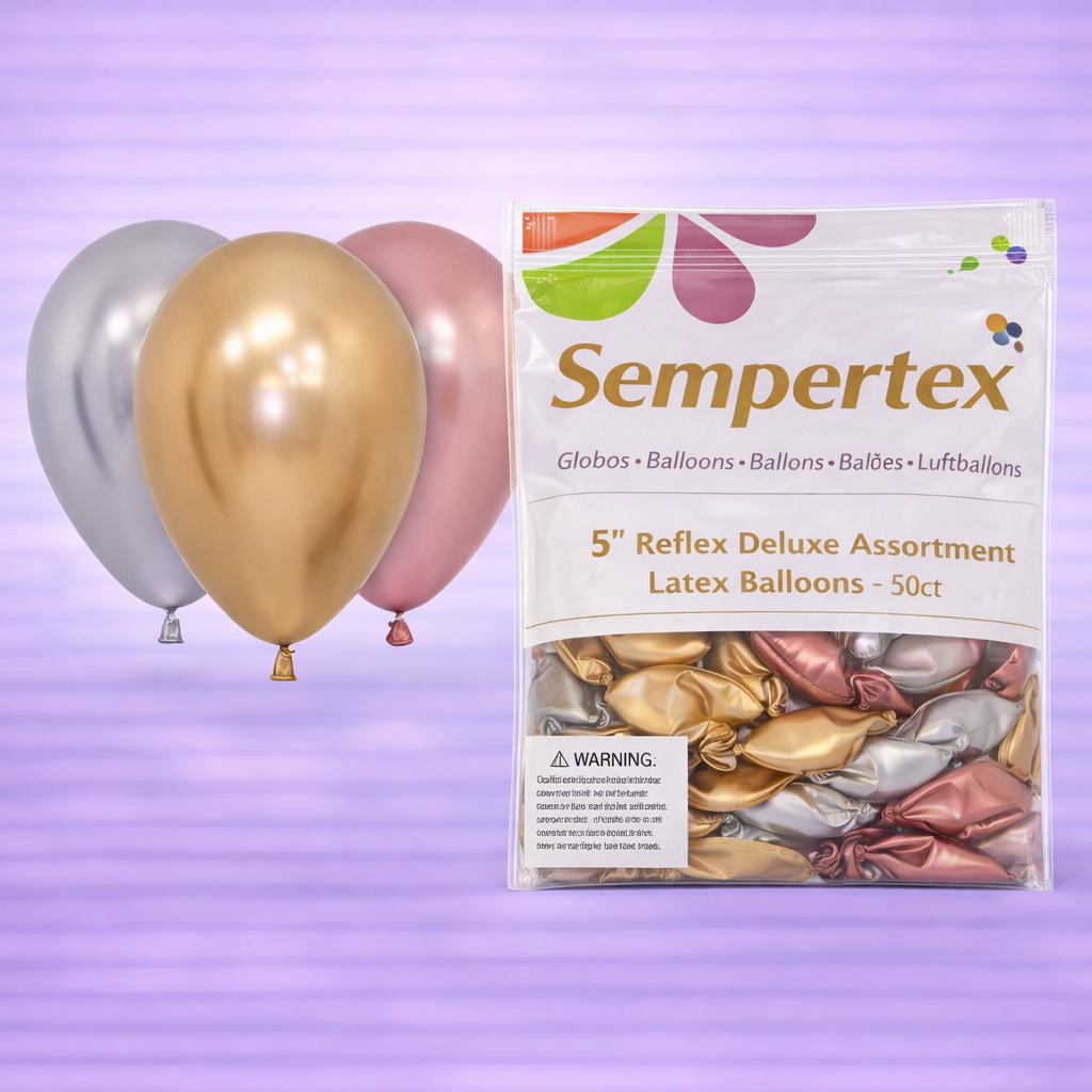 5" Reflex Deluxe Assortment Latex Balloons 50ct