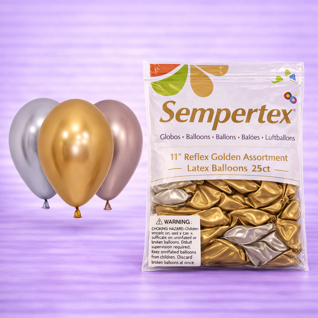 11" Reflex Golden Assortment Latex Balloons 25ct