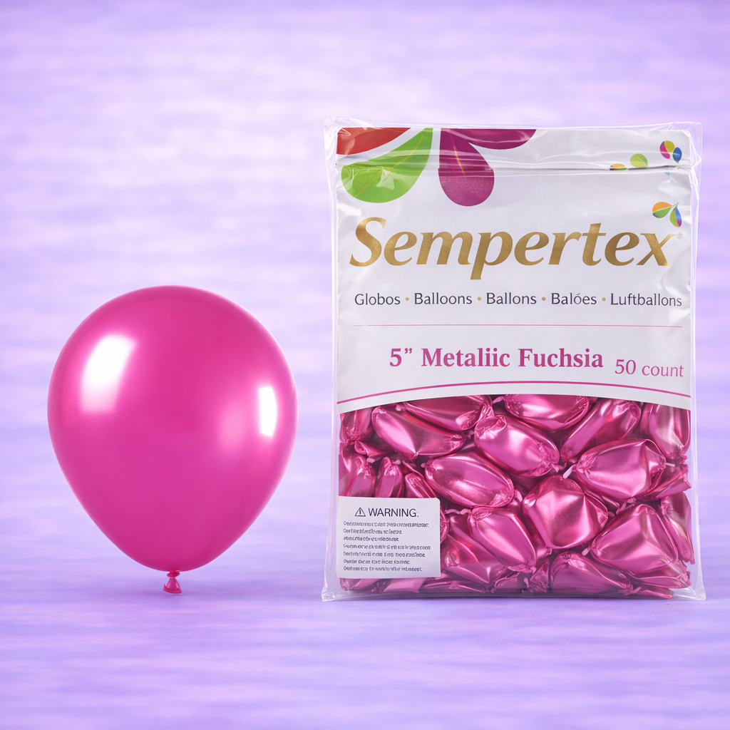 5" Metallic Fuchsia Latex Balloons 50ct