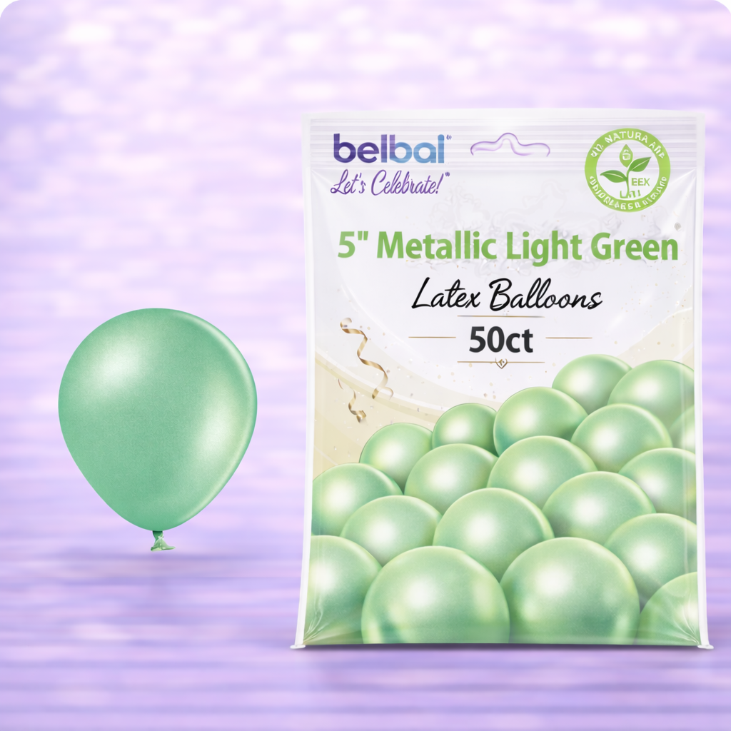 5" Belbal Metallic Light Green Latex Balloons 50ct