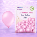 12" Belbal Metallic Pink Latex Balloons 50ct