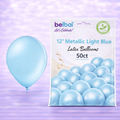 12" Belbal Metallic Light Blue Latex Balloons 50ct