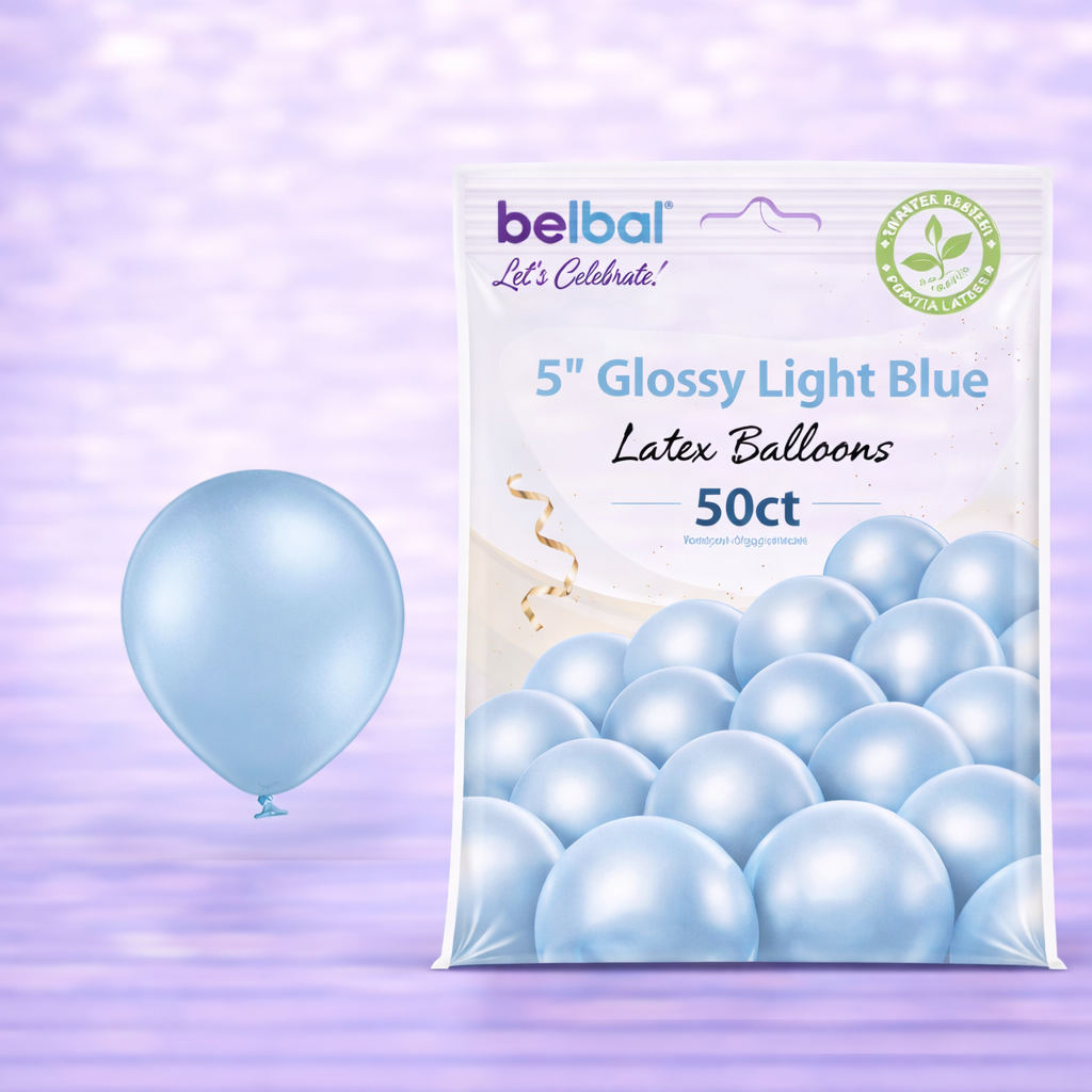5" Belbal Glossy Light Blue Latex Balloons 50ct