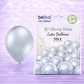 12" Belbal Glossy Silver Latex Balloons 50ct