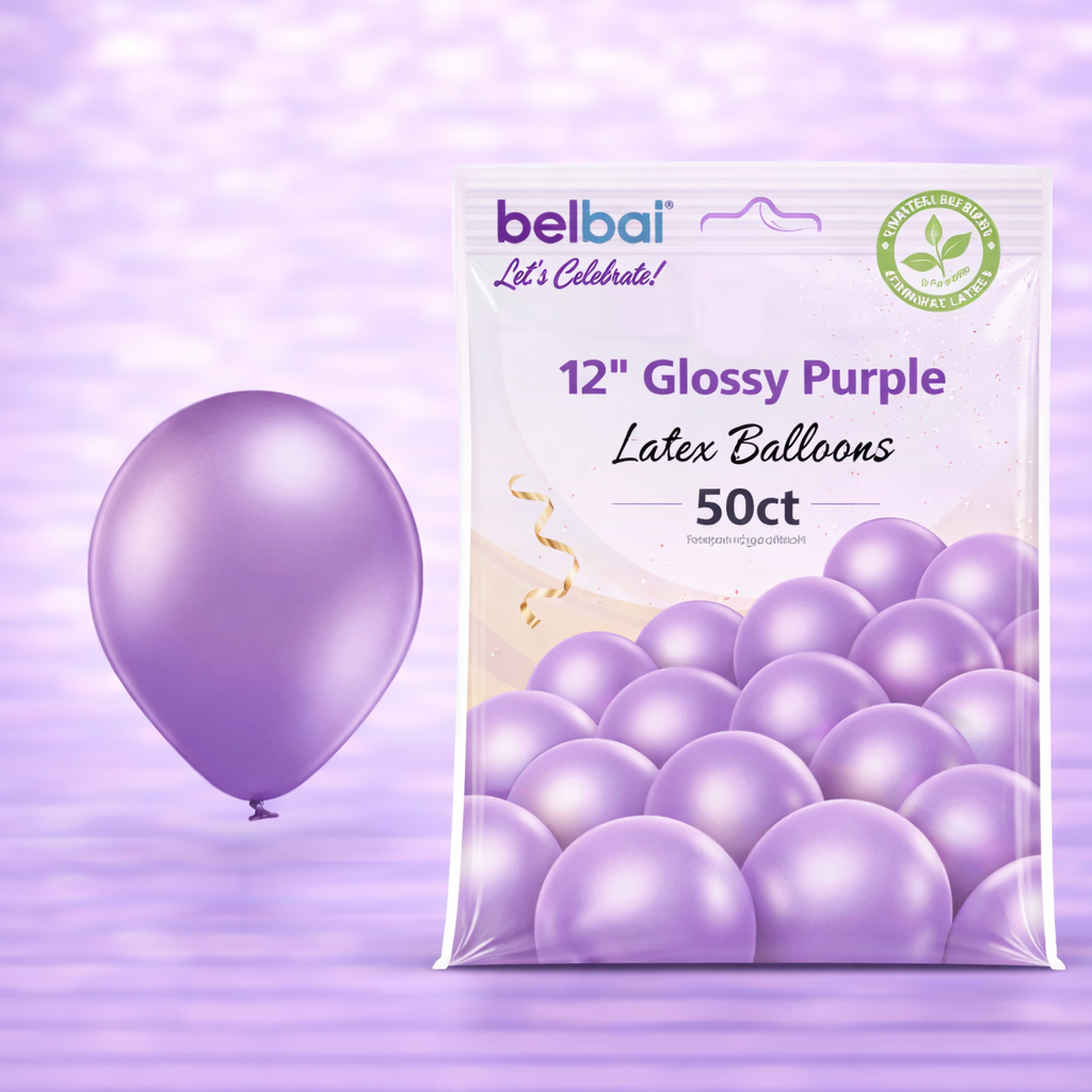 12" Belbal Glossy Purple Latex Balloons 50ct