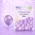 5" Belbal Glossy Purple Latex Balloons 50ct