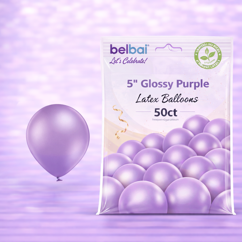 5" Belbal Glossy Purple Latex Balloons 50ct
