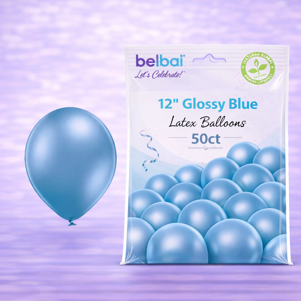 12" Belbal Glossy Blue Latex Balloons 50ct