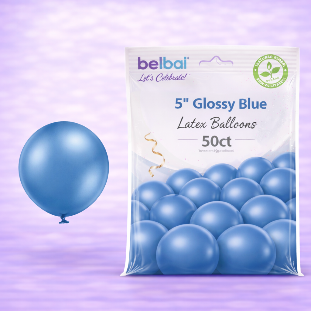 5" Belbal Glossy Blue Latex Balloons 100ct
