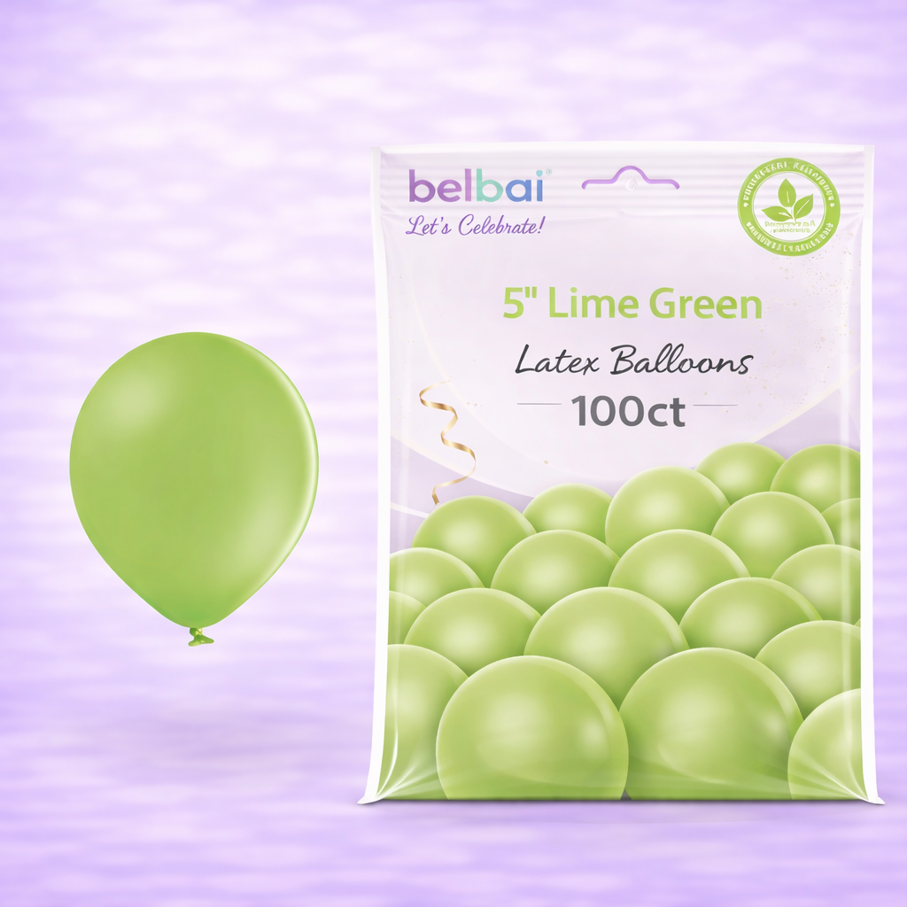 5" Belbal Lime Green Latex Balloons 100ct