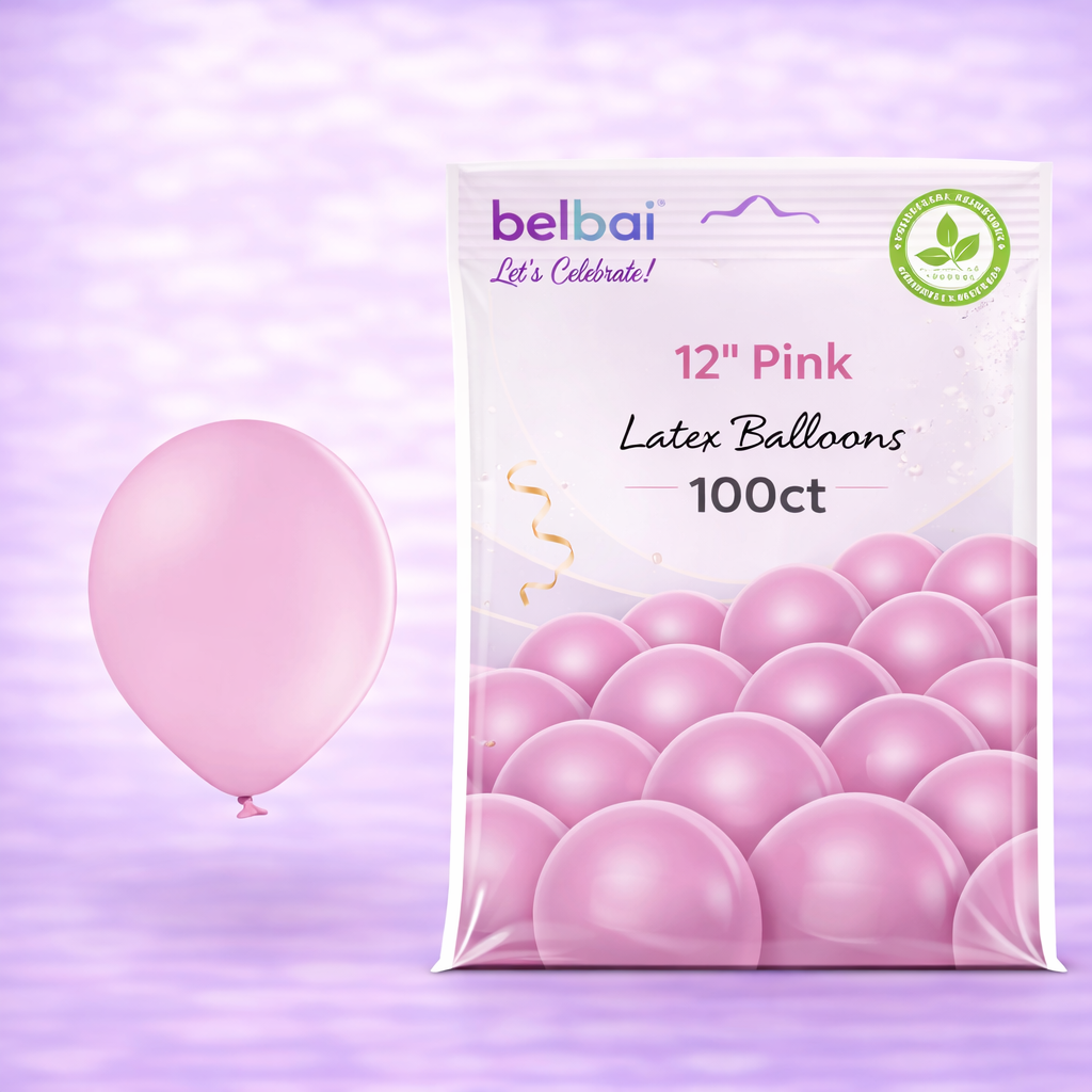 12" Belbal Pink Latex Balloons 100ct