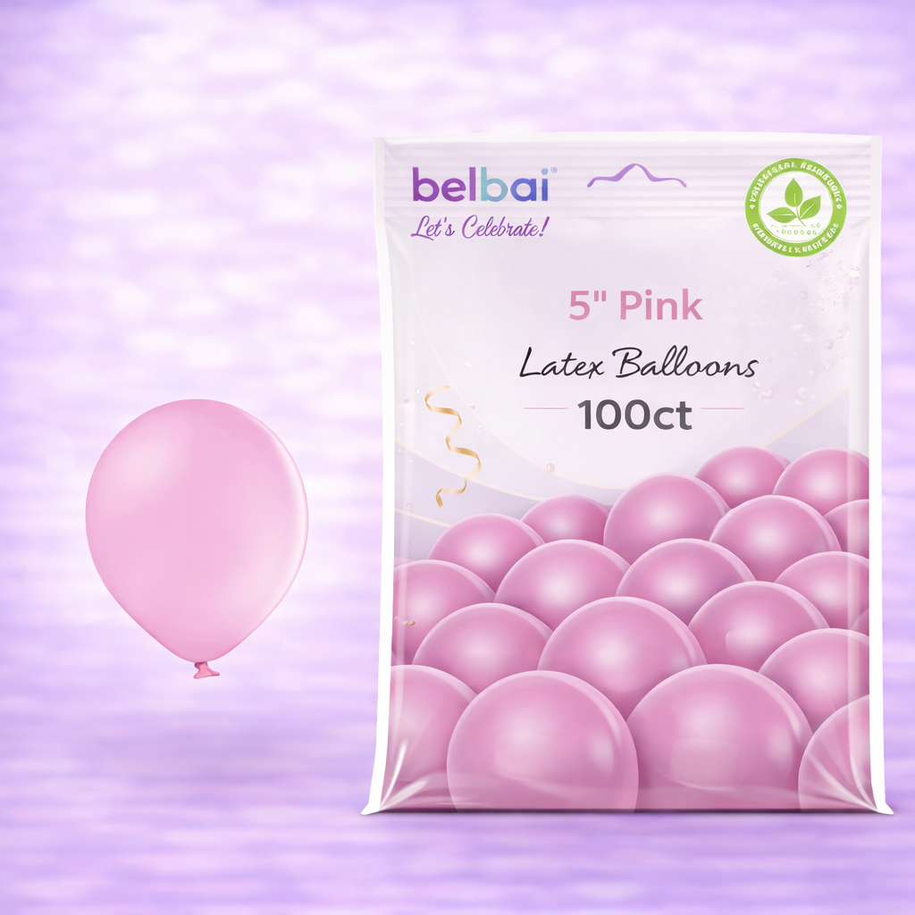 5" Belbal Pink Latex Balloons 100ct