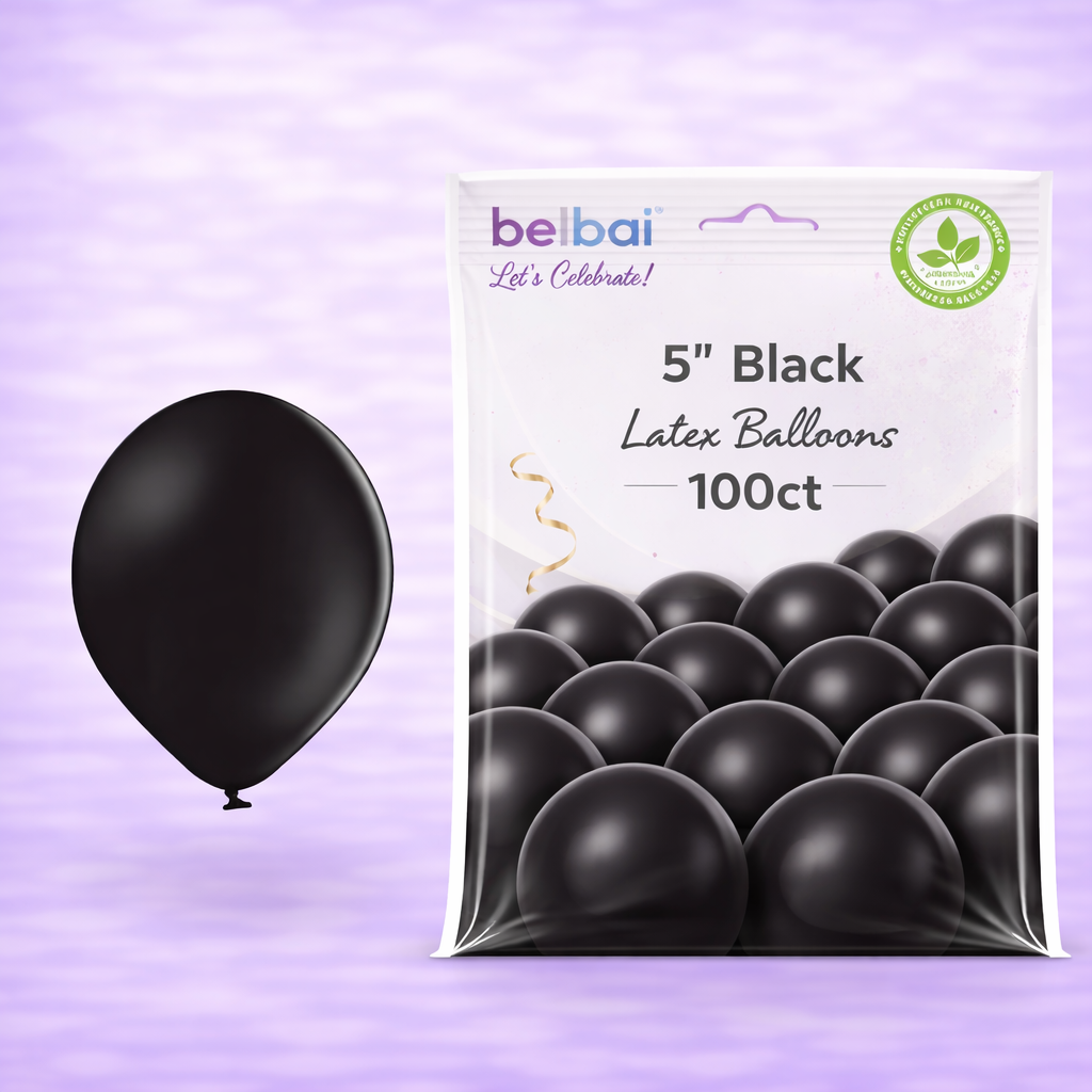 5" Belbal Black Latex Balloons 100ct