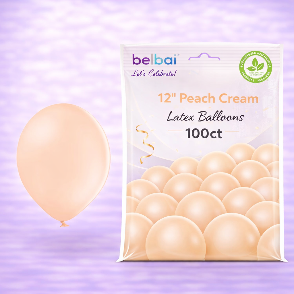5" Belbal Peach Cream Latex Balloons 100ct