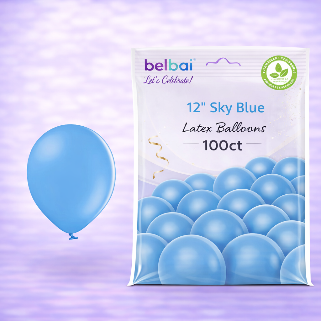 12" Belbal Sky Blue Latex Balloons 100ct