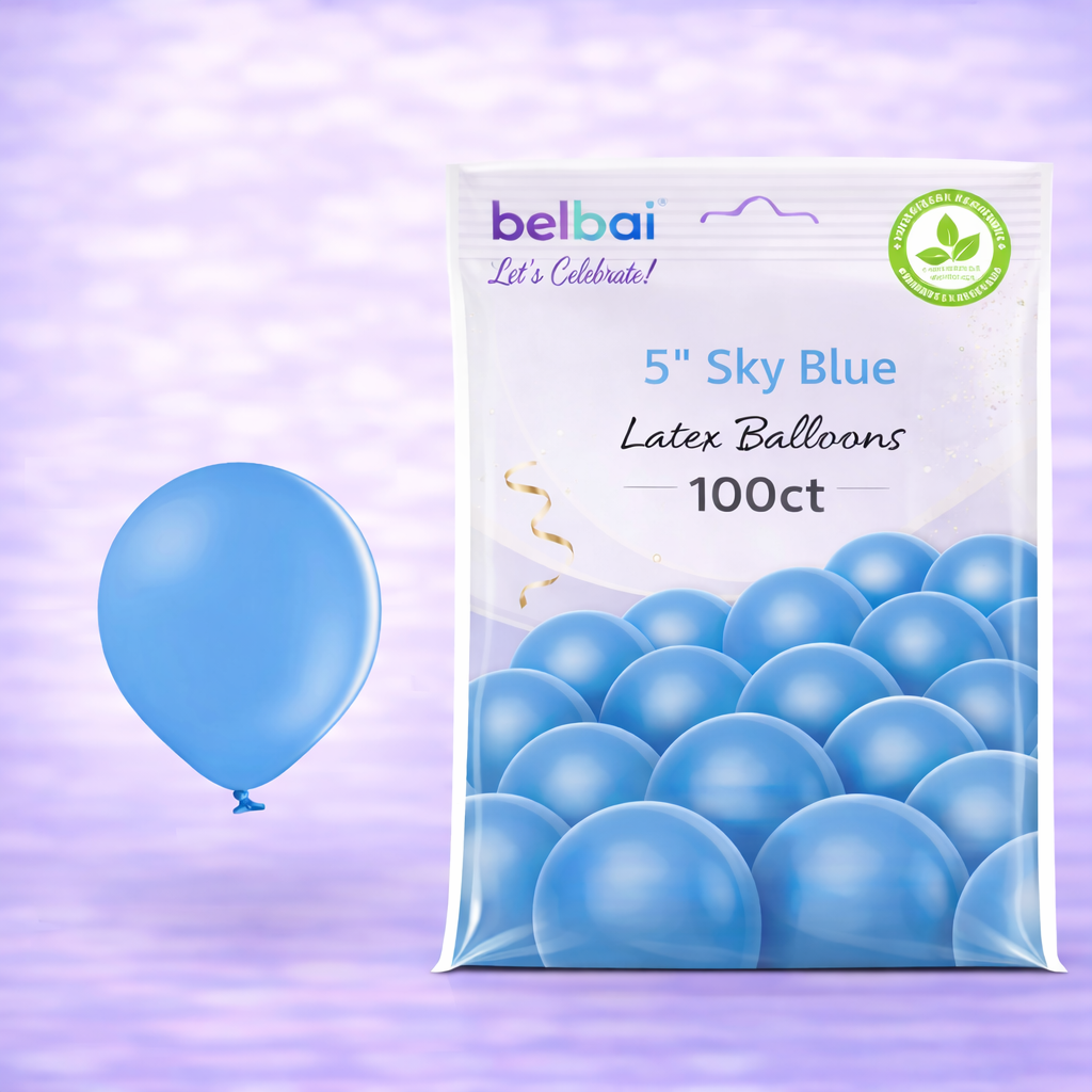 5" Belbal Sky Blue Latex Balloons 100ct
