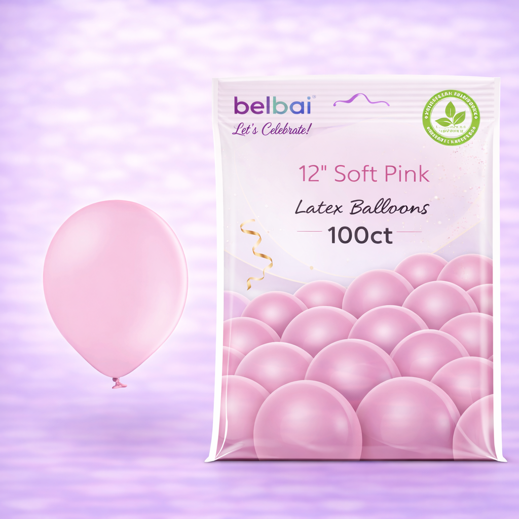 12" Belbal Soft Pink Latex Balloons 100ct