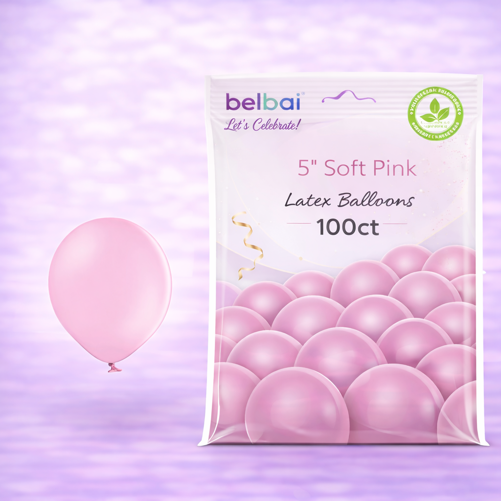 5" Belbal Soft Pink Latex Balloons 100ct