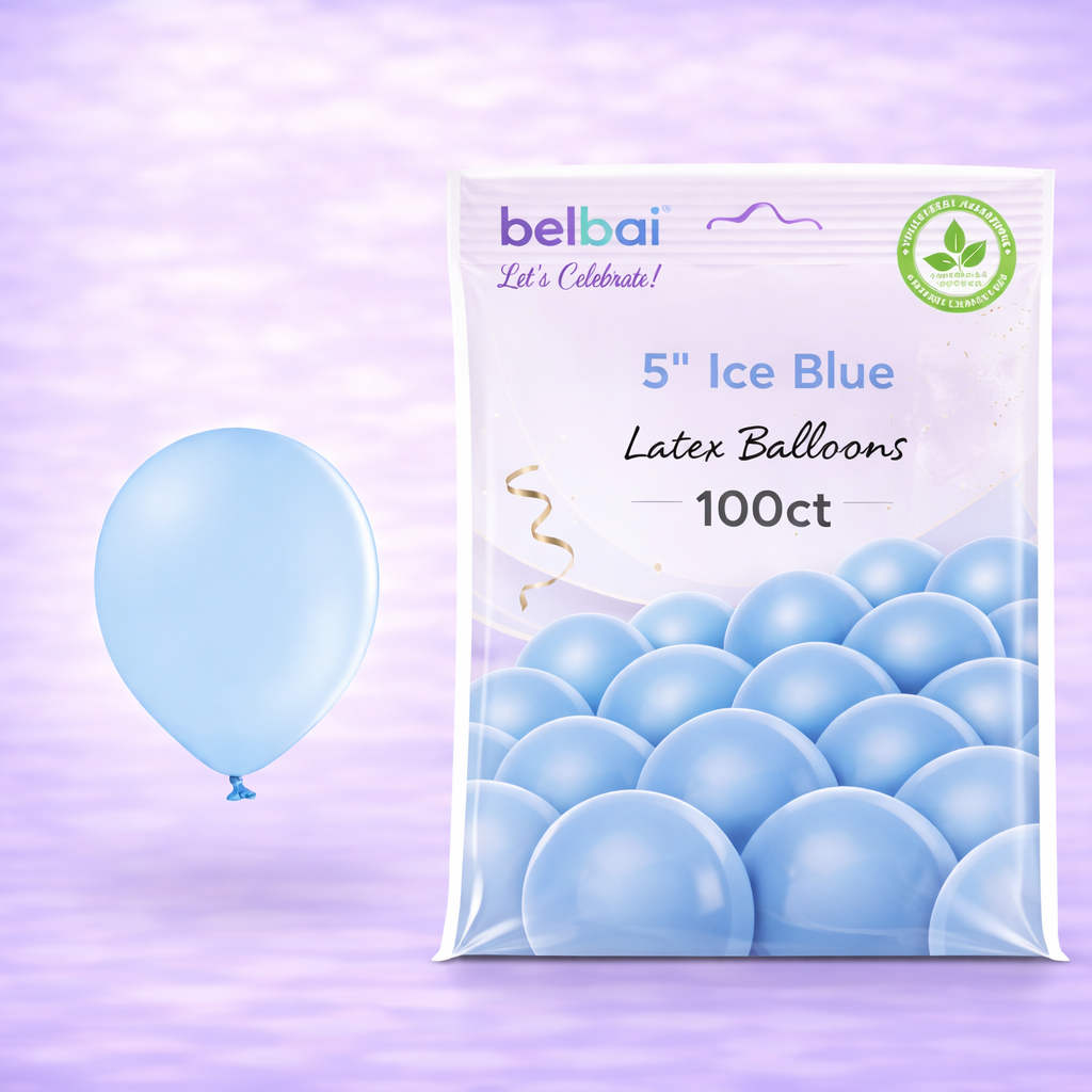 5" Belbal Ice Blue Latex Balloons 100ct
