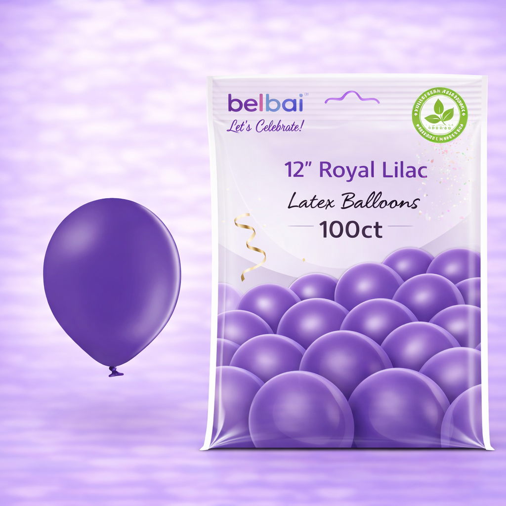12" Belbal Royal Lilac Latex Balloons 100ct