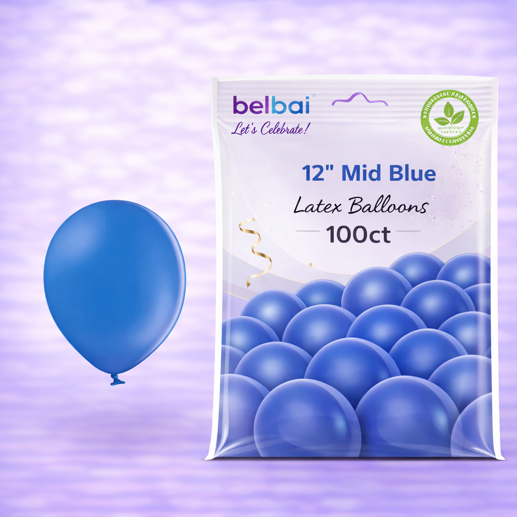 12" Belbal Mid Blue Latex Balloons 100ct