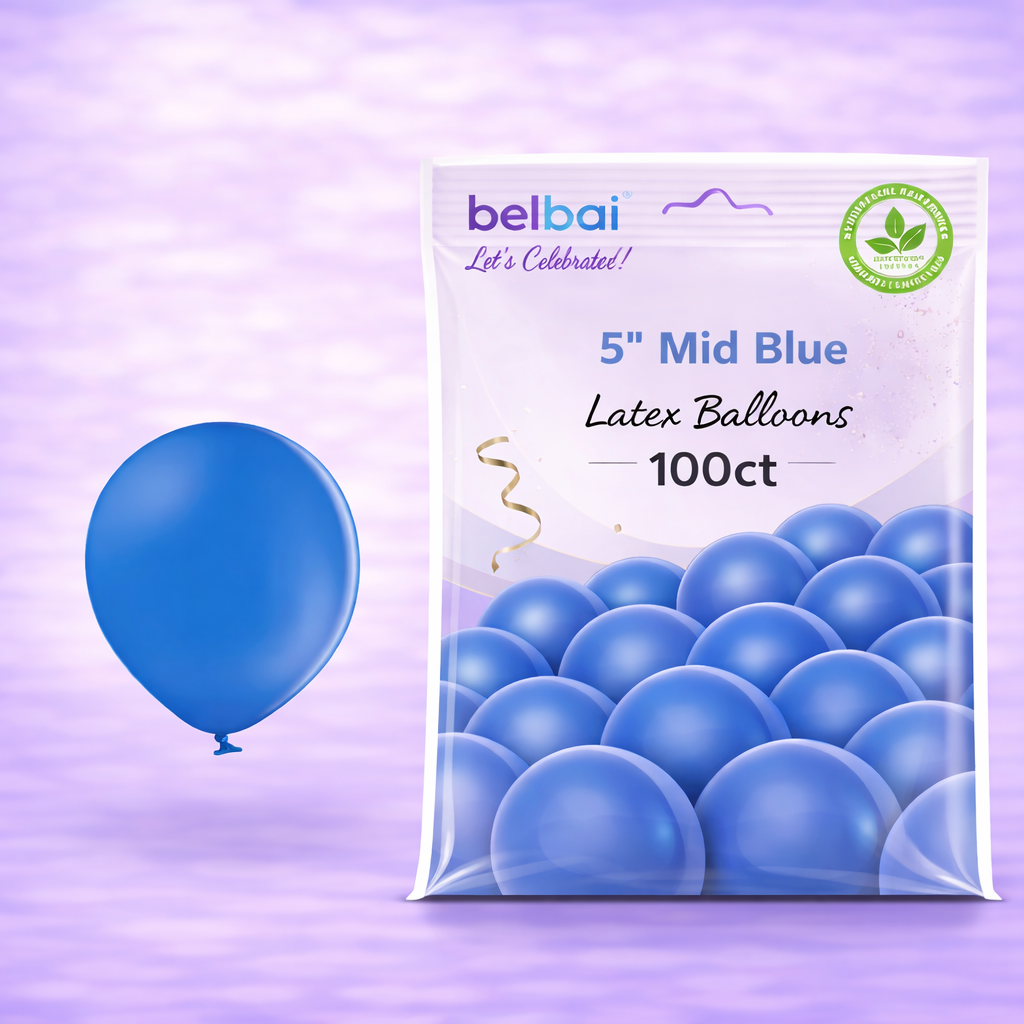 5" Belbal Mid Blue Latex Balloons 100ct