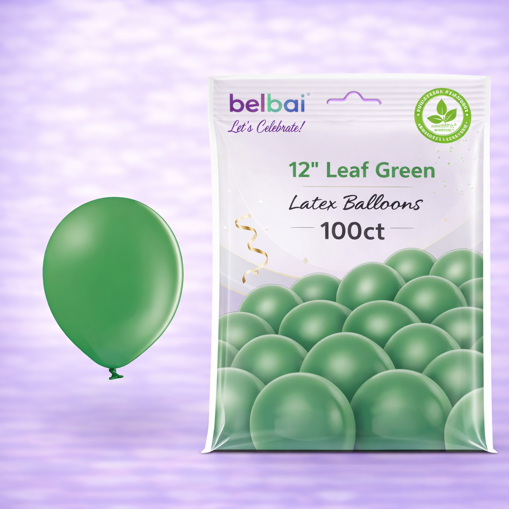 12" Belbal Leaf Green Latex Balloons 100ct