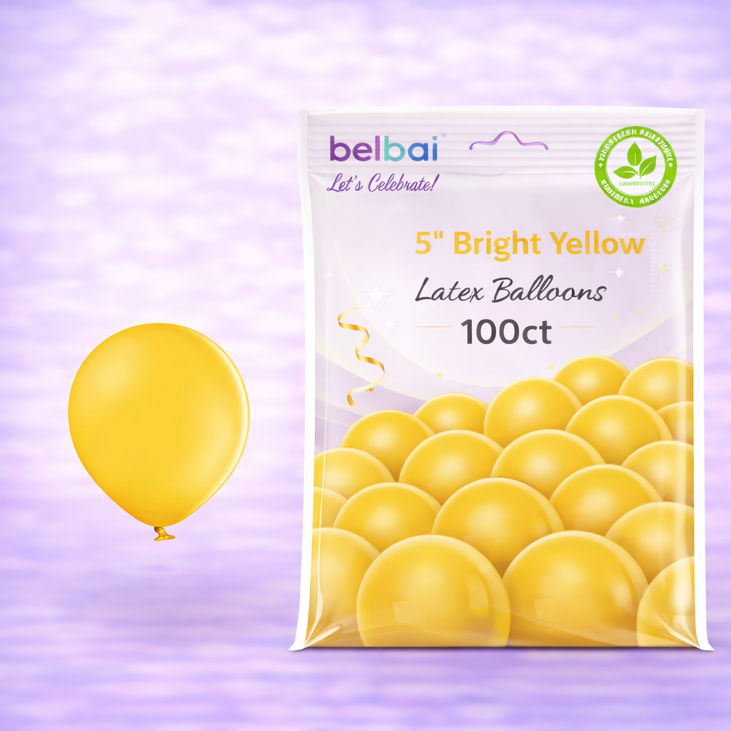 5" Belbal Bright Yellow Latex Balloons 100ct