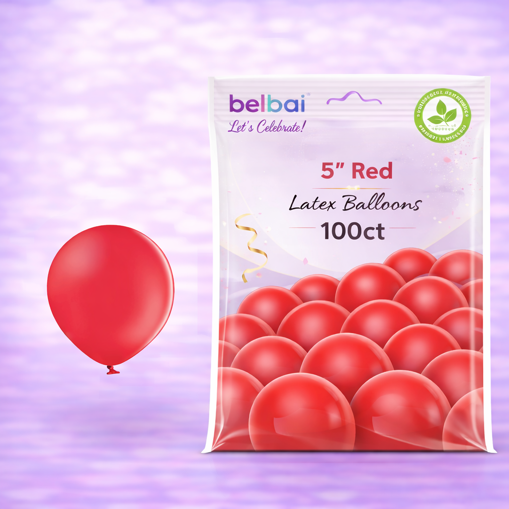 5" Belbal Red Latex Balloons 100ct