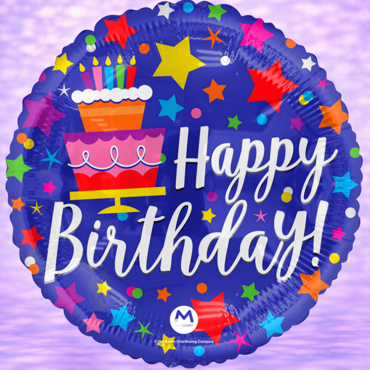 Happy Birthday Stars and Cake Mylar Balloon 17"