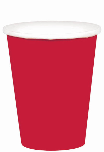 Solid Apple Red Paper Cups Birthday Party Supplies 8 Per Package 9 oz New